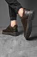 Brown Leather Round Toe Platform Thick Bottom Leather Shoes