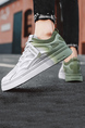 White Leather and Mesh Round Toe Platform Breathable All-match Sports Shoes