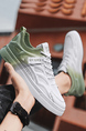 White Leather and Mesh Round Toe Platform Breathable All-match Sports Shoes