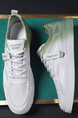 White Leather and Mesh Round Toe Platform Breathable All-match Sports Shoes