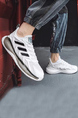 White Leather and Mesh Round Toe Platform Wear-resistant Rubber Soft-soled Running Shoes