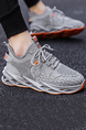 Gray Mesh Round Toe Platform Lace Up Breathable Rubber Shoes