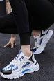 White Blue Leather and Mesh Round Toe Platform Flat Heel Breathable Rubber Shoes