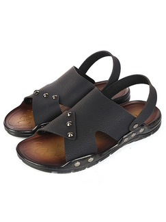 Black Leather Open Toe Platform Ankle Strap Comfort 3cm Sandals