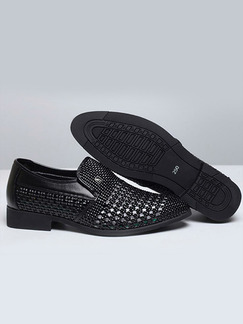 Black Leather Round Toe Platform Perforated Comfort 3cm Loafers