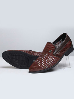 Brown Leather Round Toe Platform Perforated Comfort 3cm Loafers