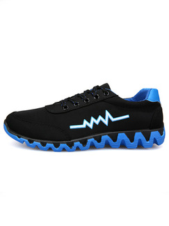 Black and Blue Polyester Round Toe Platform Comfort Lace Up 3cm Rubber Shoes