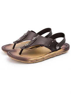 Brown Leather Open Toe Platform Ankle Strap 2cm Sandals