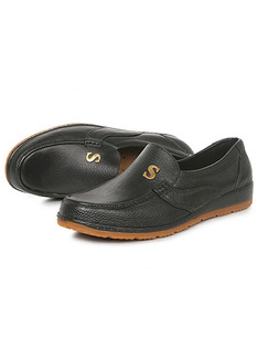Black PVC Round Toe Platform Slip On 3cm Men Shoes