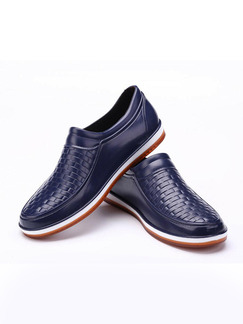 Blue PVC Round Toe Platform Slip On 2cm Men Shoes