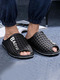 Black PVC Peep Toe Platform 2cm Perforated Slippers