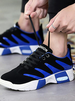 Black and White Blue Canvas Round Toe Platform 3.5cm Lace Up Rubber Shoes for Casual Sporty