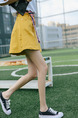 Yellow High Waist Wide-Leg One Quarter Shorts for Casual