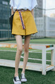 Yellow High Waist Wide-Leg One Quarter Shorts for Casual