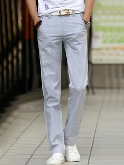 Grey Slim Straight Long Men Pants for Casual