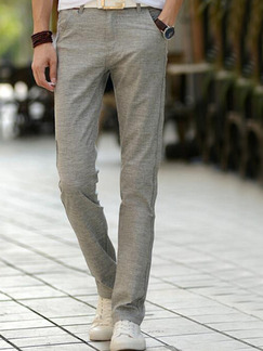 Grey Slim Straight Long Men Pants for Casual