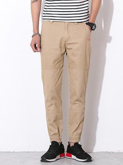 Beige Loose Plus Size Bind Feet Multi-Pockets Long Men Pants for Casual