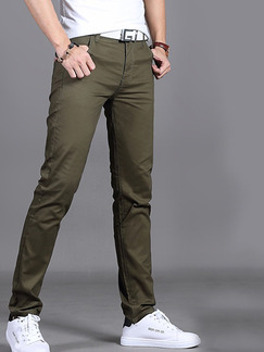 Brown Plus Size Slim Straight Long Men Pants for Casual Office