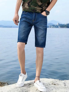 Blue Denim Plus Size Slim Wear White Men Shorts for Casual