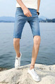 Blue Slim Plus Size Denim Wear White Men Shorts for Casual