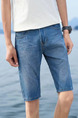 Blue Slim Plus Size Denim Wear White Men Shorts for Casual