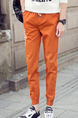 Orange Plus Size Loose Bind Feet Adjustable Waist Letter-Linking Band Long Men Pants for Casual