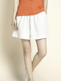 White Loose Wide-Leg One Quarter Shorts for Casual Sporty