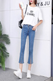 Blue Three Quarter Length Denim Pants for Casual