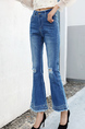 Blue Three Quarter Denim Pants for Casual