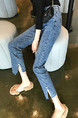 Blue Denim Three Quarter Length Pants for Casual