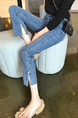 Blue Denim Three Quarter Length Pants for Casual