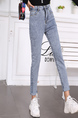 Gray Full Length Skinny Pants for Casual