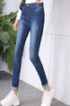 Blue Full Length Skinny Pants for Casual