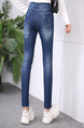 Blue Full Length Skinny Pants for Casual