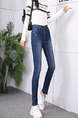 Blue Full Length Skinny Pants for Casual