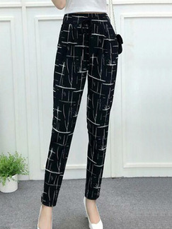 Black Harlen Printed Long Pants Pants for Casual Office Evening