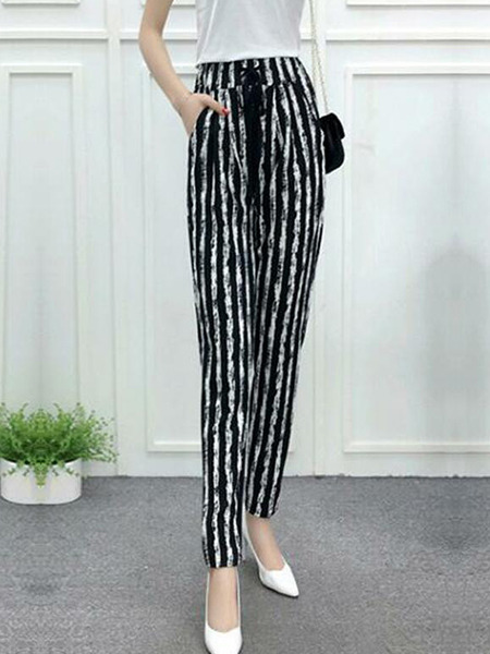 Black and White Harlen Printed Long Pants Pants for Casual Office Party