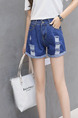 Navy Blue Holes Crimping Wide-Leg Shorts for Casual