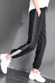 Black Loose Contrast Side Stripe Band Long Pants for Casual Sporty