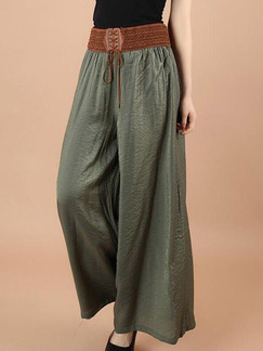 Army Green Loose High-Waist Wide-Leg Long Pants for Casual