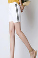 White Loose Side Stripe Plus Size Shorts for Casual