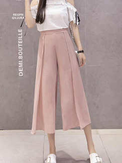 Pink Loose Furcal Side Wide-Leg Pants for Casual Party