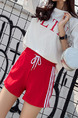 Red Loose Band Stripe Side Shorts for Casual Sporty