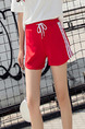 Red Loose Band Stripe Side Shorts for Casual Sporty