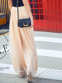 Gold Nude Loose High Waist Wide-Leg  Pants for Casual Beach