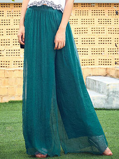 Deep Blue Loose High Waist Wide-Leg  Pants for Casual Party Beach