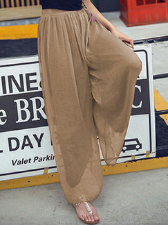 Coffee Loose High Waist Wide-Leg  Pants for Casual Party Beach