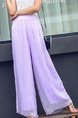 Purple Loose High Waist Wide-Leg  Pants for Casual Party Beach