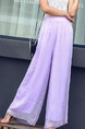 Purple Loose High Waist Wide-Leg  Pants for Casual Party Beach