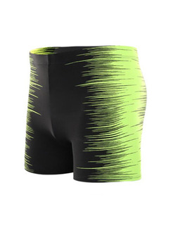 Green and Black Located Printing Trunks Polyester Swim Shorts Swimwear